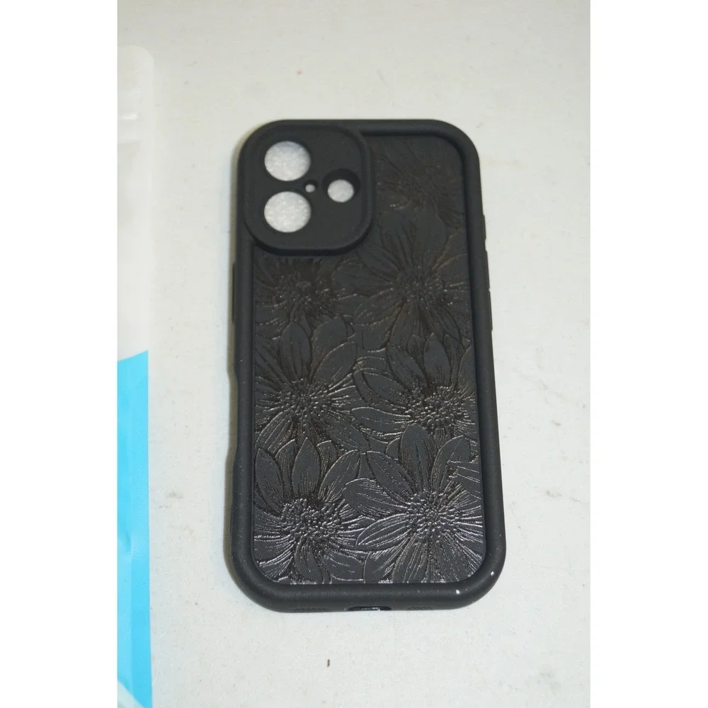 Nititop iPhone 16 Case Black Embossed Floral Sunflower Fashion Phone Cover NEW
